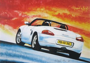 Rene Brone - Zeefdruk, Porsche Boxter - Ingelijst kopen? Bied vanaf 1!