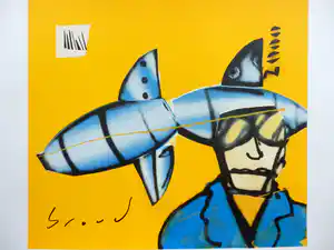 Herman Brood - Kleurenzeefdruk ROCKET SCIENTIST Handgesigneerd. verkocht voor € 1!