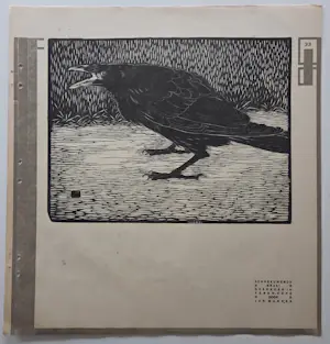 Jan Mankes - Schreeuwende kraai. Houtsnede uit Wendingen. kopen? Bied vanaf 225!