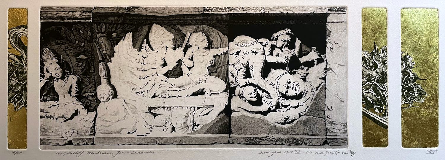 Ton de Laat - Tempelreliëf Prambanan Java Indonesië /Ramayana - epos III verkocht voor € 100!