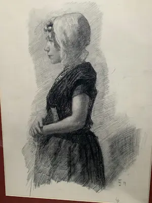 Johan Antonie de Jonge - 'Schevenings vissersmeisje' incl. 2 boeken over De Jonge kopen? Bied vanaf 445!