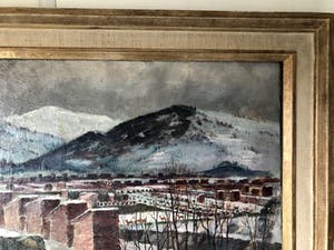 Dora Brandenburg-Polster - Het stapelen van de turf in winter, Olieverf op Doek, Ingelijst - Groot werk! kopen? Bied vanaf 299!