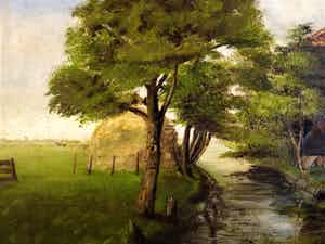 Pol Craps - Sfeervol olieverf - Belgisch impressionisme "Pajotten-landschap" gesigneerd verkocht voor € 20!