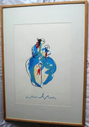 Anton Heyboer - Ingelijst , pastel & acryl, “Moeder en kind” – ca. 1980 – 100 x 70 cm verkocht voor € 125!