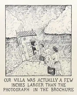 Glen Baxter - Our villa was actually a few inches larger…, litho verkocht voor € 100!