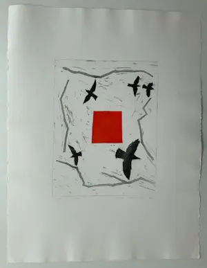 AcheterHarrie Gerritz - kleurenets - 'Vogels en alarm' - 1985? Enchérissez de 75!
