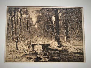 Niet of onleesbaar gesigneerd - Mooie Droge Naald ets van een WinterLandschap naar Louis Apol kopen? Bied vanaf 10!