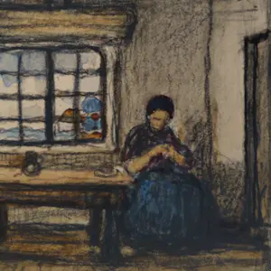Jakob Smits - Gesigneerde tekening / aquarel - Figuren in een interieur kopen? Bied vanaf 50!