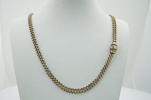 1488 - Antiek 19e eeuws - 14 krt geel gouden "dubbel" schuifcollier - LANG! kopen? Bied vanaf 970!