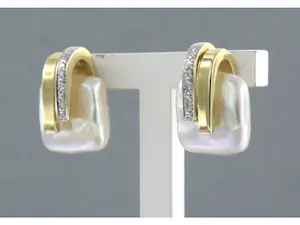14k gouden oorknoppen bezet met parel en briljant geslepen diamant tot. 0.03ct kopen? Bied vanaf 205!