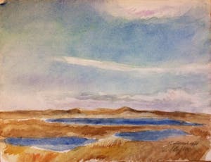 Han Krug - Aquarel "De Slufter" Texel 1971 kopen? Bied vanaf 20!