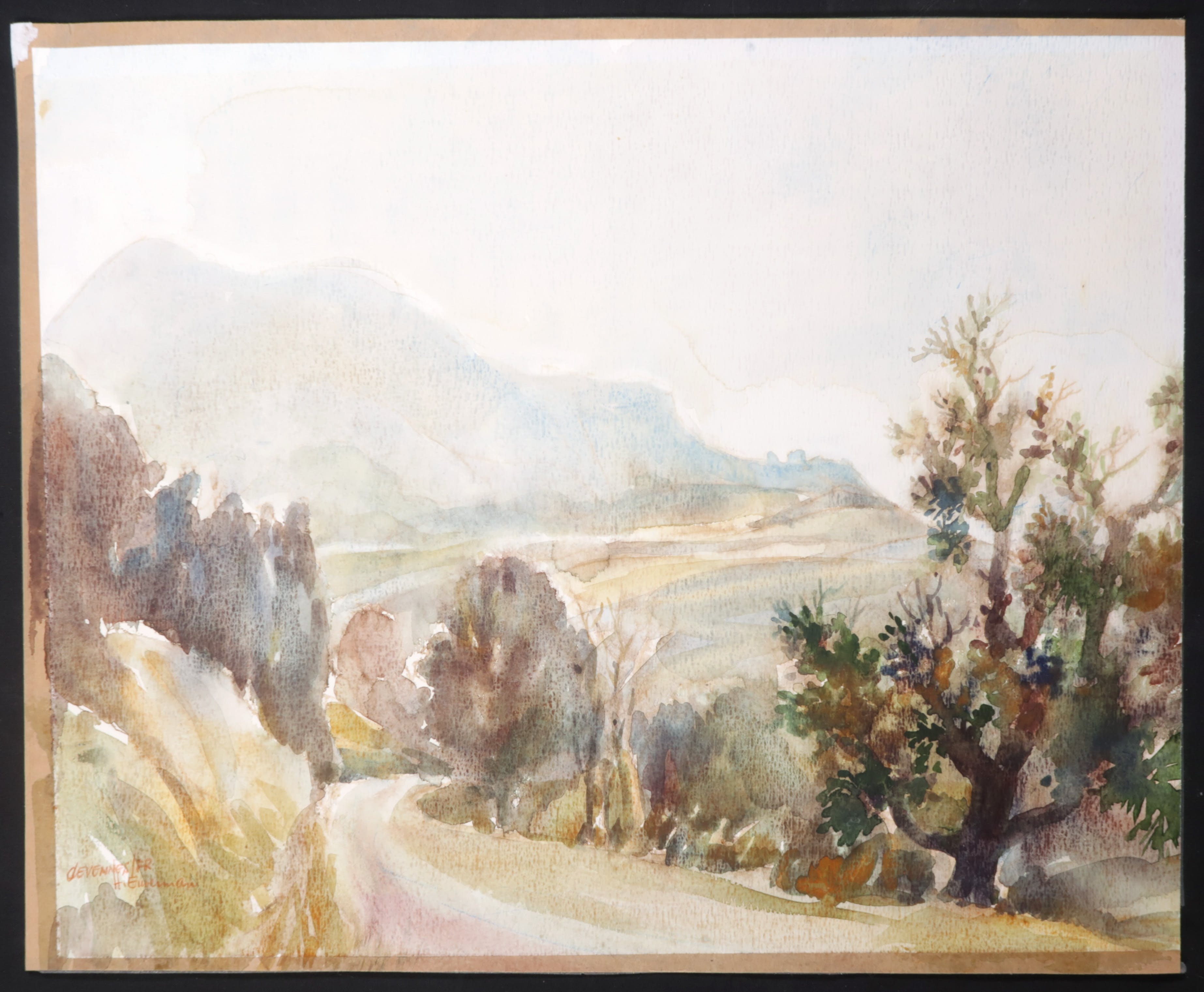 Hen Euverman - Aquarel, Berg landschap kopen? Bied vanaf 1!