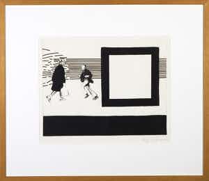 Roger Raveel - Ets uit de map Op bezoek bij Roger Raveel - Ingelijst verkocht voor € 400!