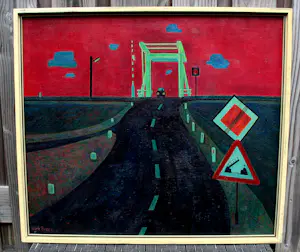 Dirk Breed - Ingelijste olieverf op doek: 'Klapbrug' (Waverbrug, Waverveen) kopen? Bied vanaf 1500!