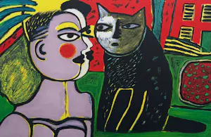 Corneille - handgesigneerde kleurenlitho | 'La maison rouge' | 2002 (INGELIJST) kopen? Bied vanaf 350!