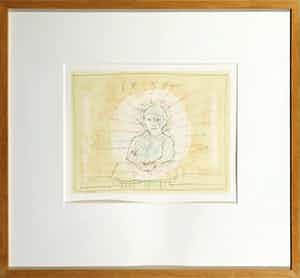 Co Westerik - Zeefdruk, Man met poesje II - Ingelijst verkocht voor € 150!