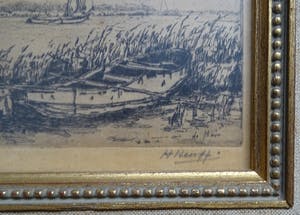 Herman Heuff - Landschap met boot kopen? Bied vanaf 30!