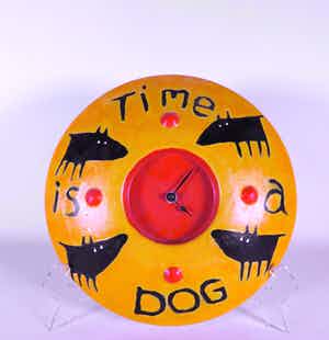 Peter Bastiaanssen - Acryl op aluminium, klok 'Time Dog' verkocht voor € 1!