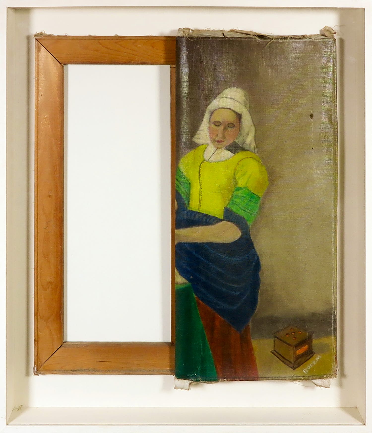 Anna Bonheur - Assemblage, Melkmeisje - Ingelijst verkocht voor € 100!