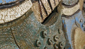 Henk Potters - Twee-luik keramieken wandobject, Vogels met zon (Groot en zwaar) kopen? Bied vanaf 1!