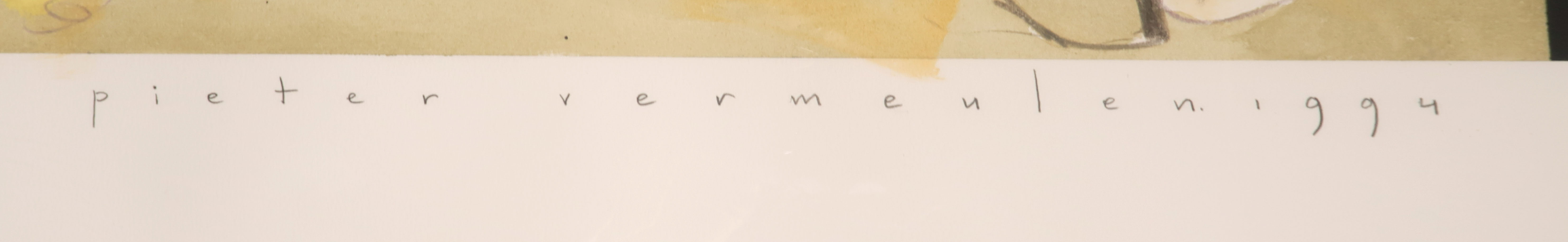 Pieter Vermeulen - Gemengde techniek op papier, Zonder titel - Ingelijst kopen? Bied vanaf 1!