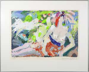 Annemarie de Groot - Zeefdruk, Liggend naaktfiguur - Ingelijst verkocht voor € 1!