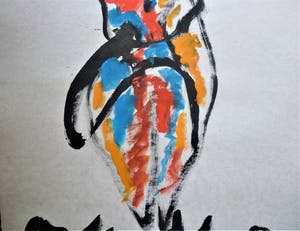 Anton Heyboer - Moeder en kind De oermoeder Mooie krachtige sierlijke kleurrijke schildering kopen? Bied vanaf 280!