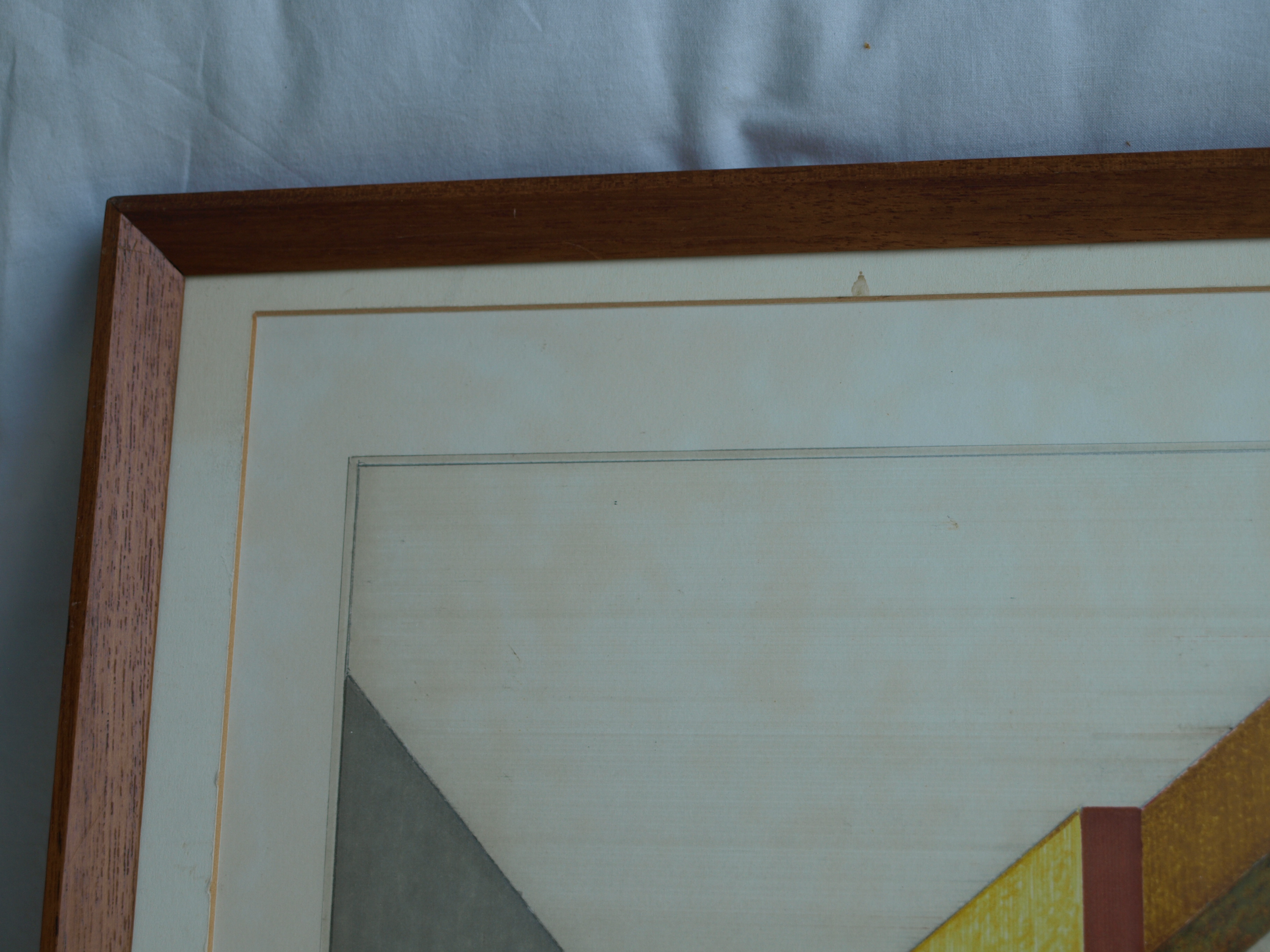 Niet of onleesbaar gesigneerd - Tekening , Bouwwerk – gesigneerd d.m.v. monogram – ingelijst - 1976  kopen? Bied vanaf 1!