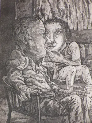 Fer Hakkaart - Twee heren en een dame - Ets kopen? Bied vanaf 70!