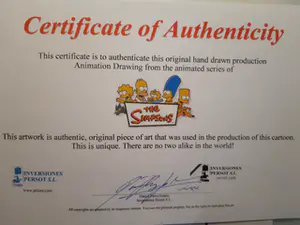 Matt Groening - originele productietekening The Simpsons, Edna ingelijst + Certificaat kopen? Bied vanaf 70!