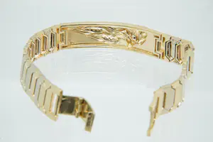 92-  Aparte 18Kt bi-color gouden-armband met fraaie diamanten leeuwenkop kopen? Bied vanaf 1930!