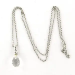 14k gouden collier e hanger met berg kristal en briljant geslepen diamant 0.10ct kopen? Bied vanaf 370!