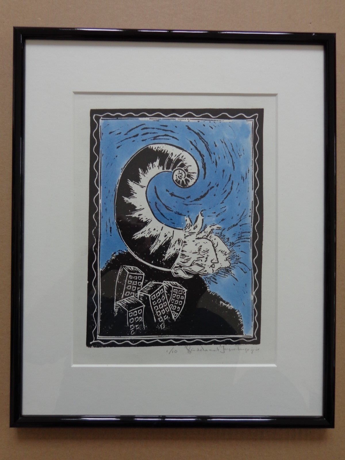 Jacques Tange - FIN DE LA NUIT / KLEURLITHO / 39x31cm / KADER / SIG / 1991 kopen? Bied vanaf 45!