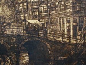 Niet of onleesbaar gesigneerd - Mooie gesigneerde ETS - "Amsterdam aan de Prinsengracht" 1925 gedateerd kopen? Bied vanaf 10!