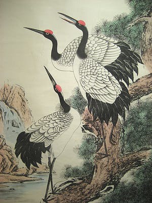 Niet of onleesbaar gesigneerd - De inktkleur van een handgeschilderde Ga schilderij levensduur kraan ChenMei陈枚《松 kopen? Bied vanaf 10!