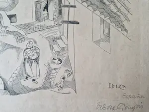 Debora Duyvis - een in 1928 gemaakte naïeve kopergravure "Ibiza Espana" - potloodgesigneerd kopen? Bied vanaf 42!