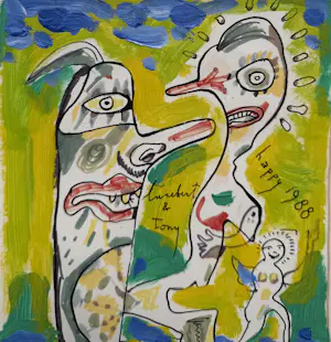 Lucebert - Gemengde techniek op papier | 1987 (UNIEK WERK) kopen? Bied vanaf 600!