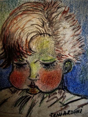 Toni Arzoni - 1899-1994 Zeldzaam Pastel miniatuur "Meisje" van deze Friese poppenmaakster kopen? Bied vanaf 10!