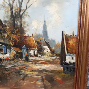 H. Noordam - Landschap met Dorp. kopen? Bied vanaf 40!