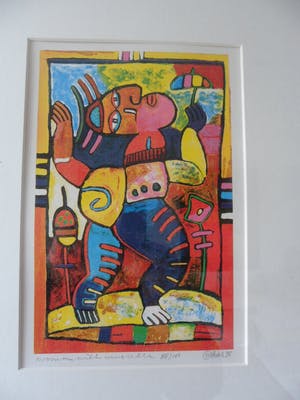 Clemens Briels - Zeefdruk, titel. 'Woman with Umbrella". kopen? Bied vanaf 75!