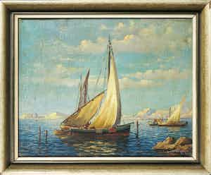 Willem de Kok - Olieverf op doek - Italiaanse Baai verkocht voor € 100!