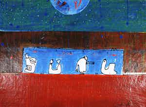 Kantcho Kanev - Gemengde techniek op karton, Zonder titel (Zeer Groot) verkocht voor € 100!