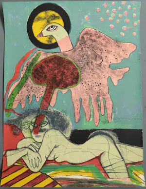 Corneille - 'Au bord d'une plage noire' -gesigneerde ingelijste litho kopen? Bied vanaf 129!