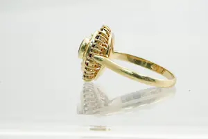 121 - Klassieke 18krt geel-gouden cluster of entourage ring met rode granaten kopen? Bied vanaf 190!