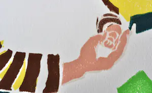 Roger Raveel - Thuis, gesigneerde houtsnede, ingelijst kopen? Bied vanaf 1350!