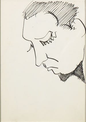 Siep van den Berg - Lot van twee pentekeningen, Portretten - Ingelijst kopen? Bied vanaf 35!