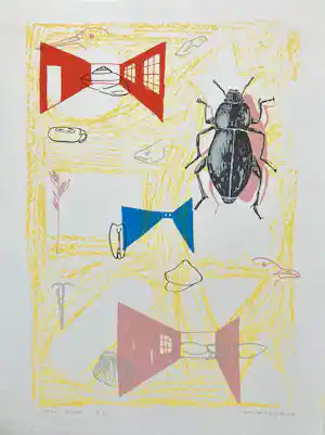 Buy Johan Koers - Zeefdruk - "Hoofdland VII" - Handgesigneerd - 1991? Bid from 20!