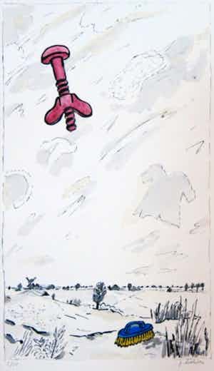 Pieter Holstein - Titel: Landschap - Handgekleurde Litho verkocht voor € 50!