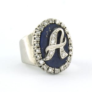 18k gouden ring bezet met lapis lazuli en 8 kant geslepen diamant tot. 0.15ct kopen? Bied vanaf 500!