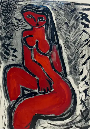 Corneille - La femme rouge, zeefdruk (zeer mooi ingelijst, groot) kaufen? Bieten Sie von 495!